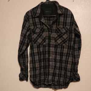 Flannel Button Down Shirt - Black and Gray